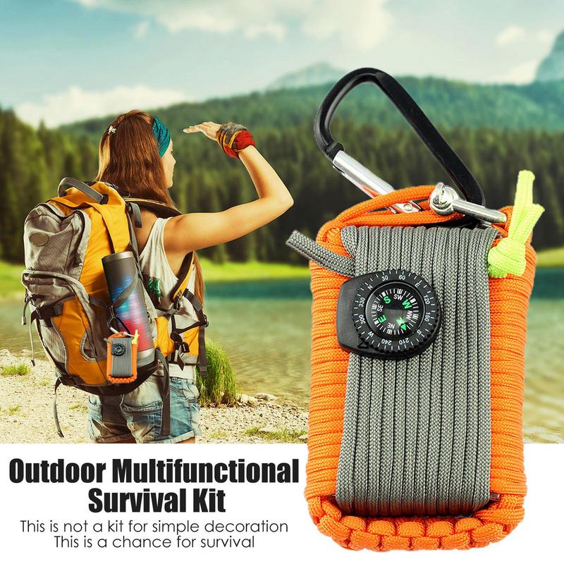 Survival Kits Camp Fishing Set Bags Includes Line Saw Paracord Pin Return Pin Whistle Flashlight Hiking Buckle Storage Bag Etc