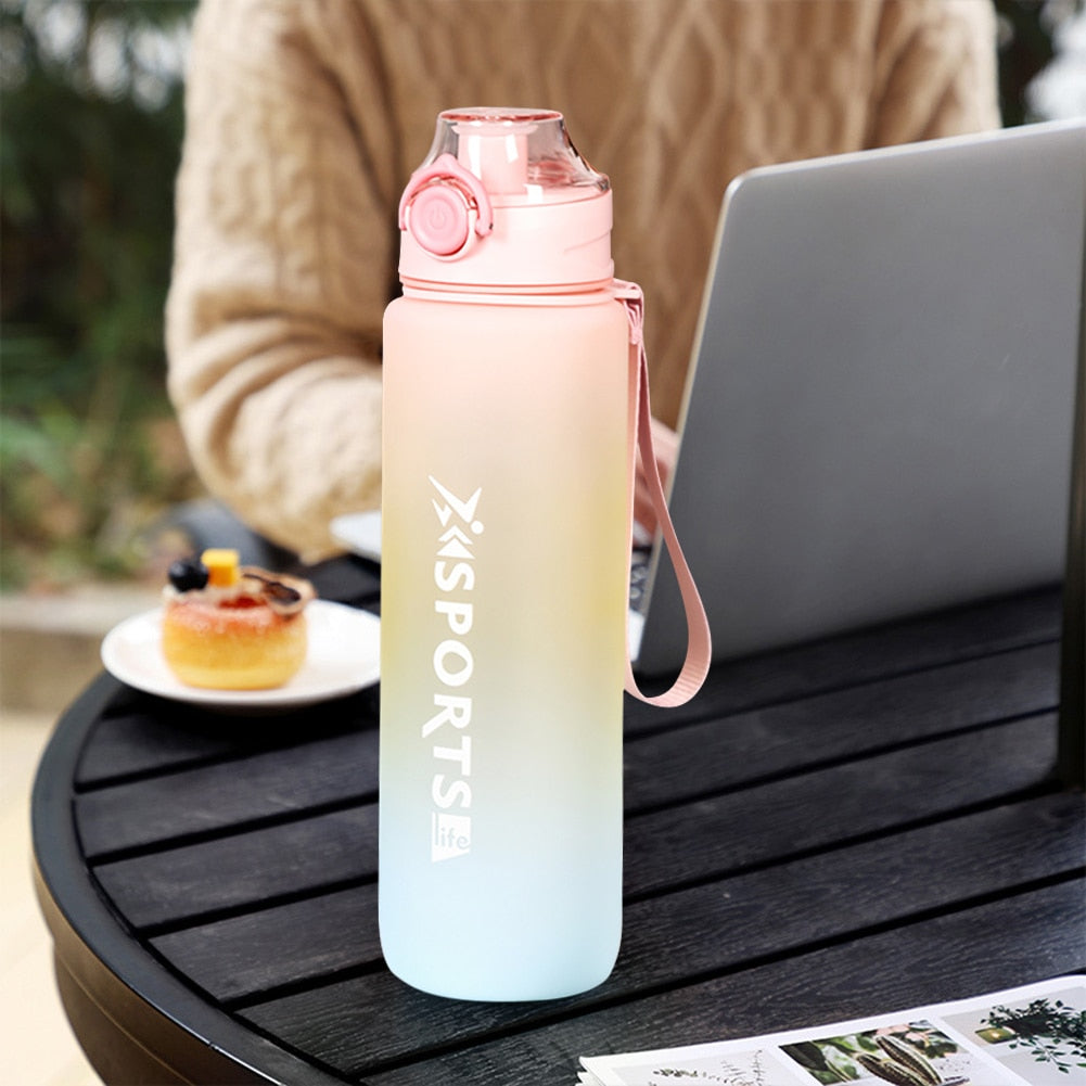 1 Liter Motivational Water Bottle With Straw Nozle with Time Marker Leakproof Sports Water Bottle for Gym Camping Tour 32oz