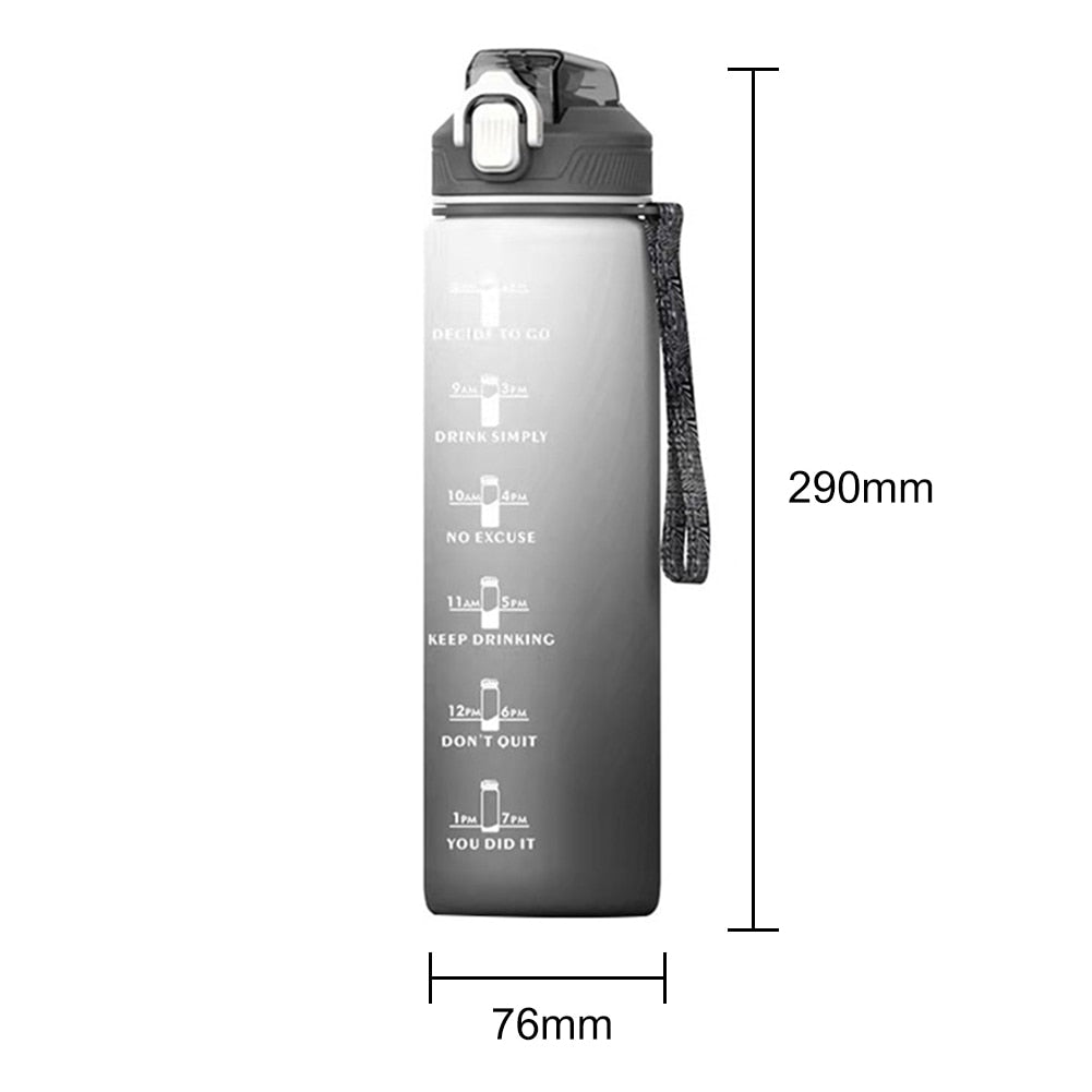 1 Liter Motivational Water Bottle With Straw Nozle with Time Marker Leakproof Sports Water Bottle for Gym Camping Tour 32oz