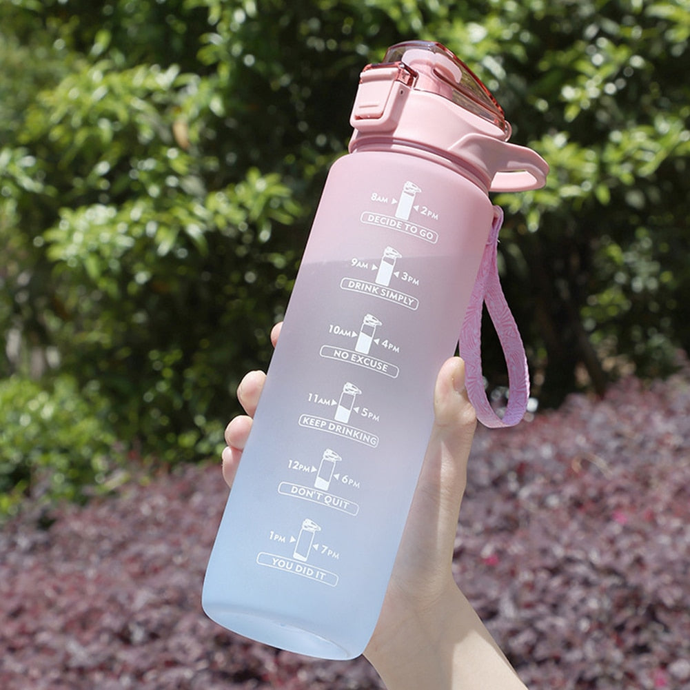 1 Liter Motivational Water Bottle With Straw Nozle with Time Marker Leakproof Sports Water Bottle for Gym Camping Tour 32oz