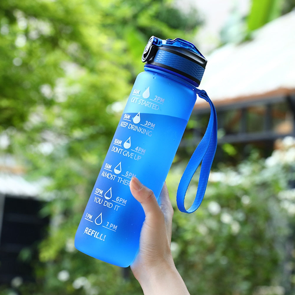 1 Liter Motivational Water Bottle With Straw Nozle with Time Marker Leakproof Sports Water Bottle for Gym Camping Tour 32oz