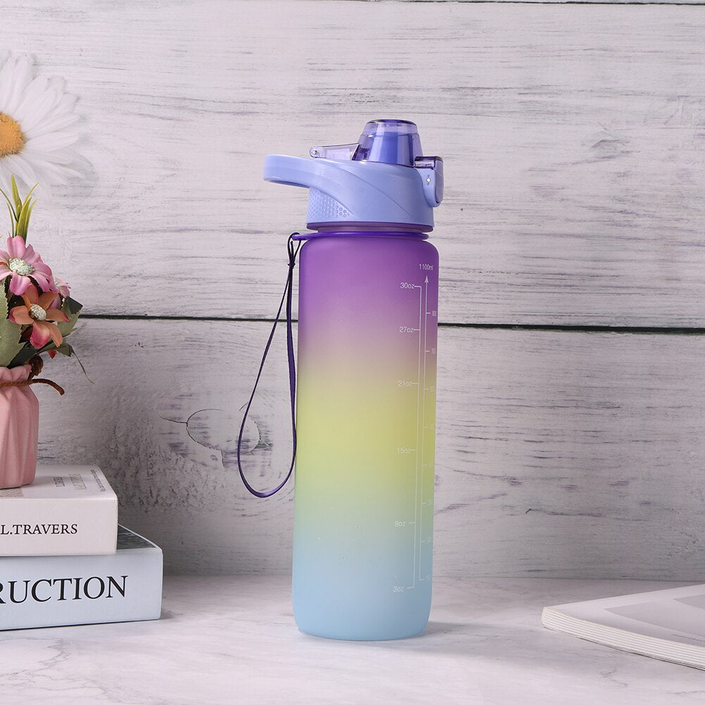 1 Liter Motivational Water Bottle With Straw Nozle with Time Marker Leakproof Sports Water Bottle for Gym Camping Tour 32oz