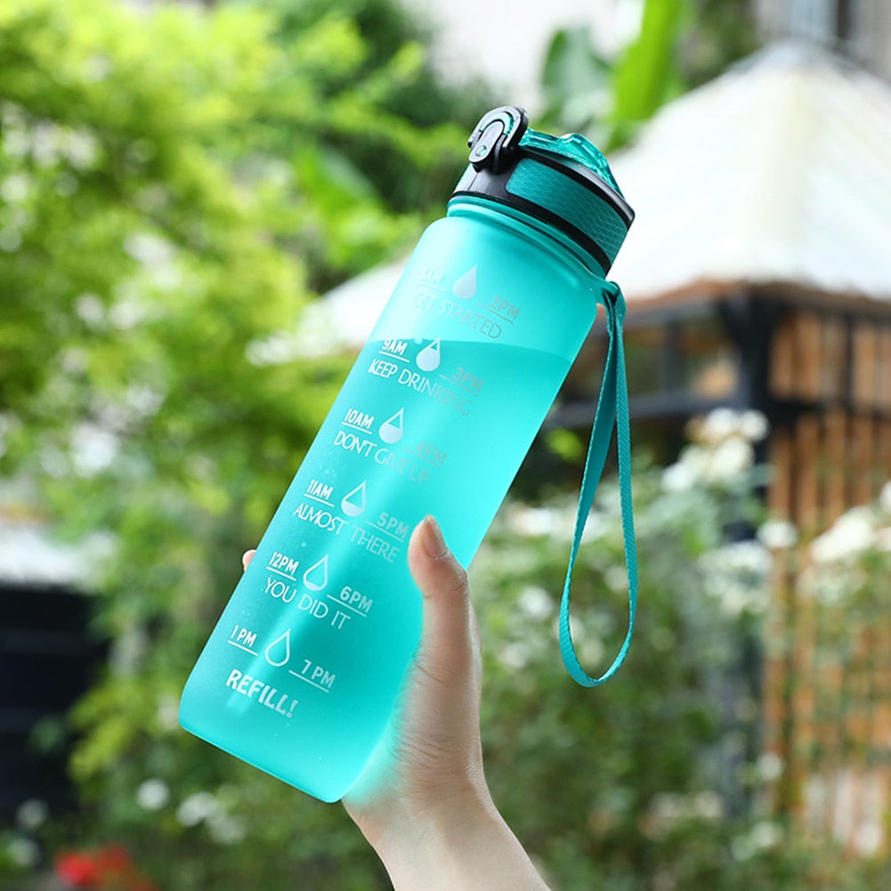 1 Liter Motivational Water Bottle With Straw Nozle with Time Marker Leakproof Sports Water Bottle for Gym Camping Tour 32oz