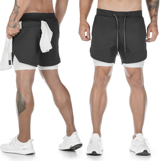Man Jogging Sportswear Mens 2 In 1 Beach Sport Shorts Quick Drying Running Shorts Workout Gym Exercise Shorts Fitness Sweatpants - carsonsislandofhealth
