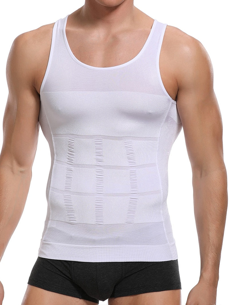 Mens Slimming Body Shaper Vest Shirt Abs Abdomen Slim Gym Workout Tummy Control Compression  Shapewear - carsonsislandofhealth