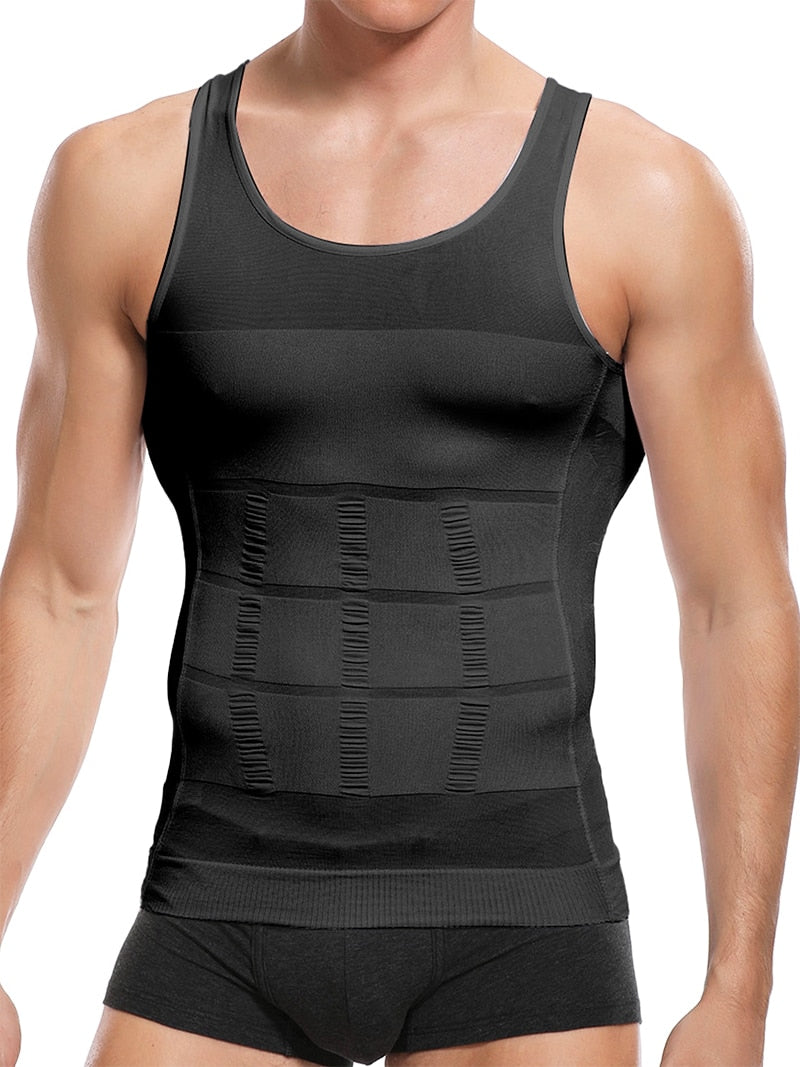 Mens Slimming Body Shaper Vest Shirt Abs Abdomen Slim Gym Workout Tummy Control Compression  Shapewear - carsonsislandofhealth